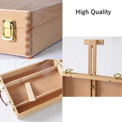 DEAYOU Wood Tabletop Easel Storage Box, Beechwood Portable Sketchbox for Pain…