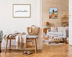 Sylvie Just Breathe Horizontal BW Framed Canvas Wall Art 18L” x 24W” Natural