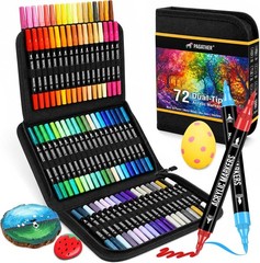 Acrylic Paint Markers Set 72 Colors Dual Tip Fine Brush for Stone Wood Canvas