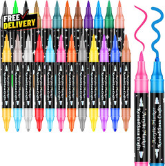 24 Colors Dual Tip Acrylic Paint Marker Pens Set Multifunctional Acrylic Tips…