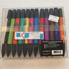 Vintage Pantone by Letraset Tria Markers 12 Set #1 Brights Dual Tip Studio Case