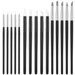 15 PCS Silicone Paint Brushes Rubber Tip Brush Makeup Varies, Black