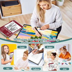Tracing Paper 9X12 Inch, 100 Sheets Transparent Vellum Paper for Tracing Pads, T