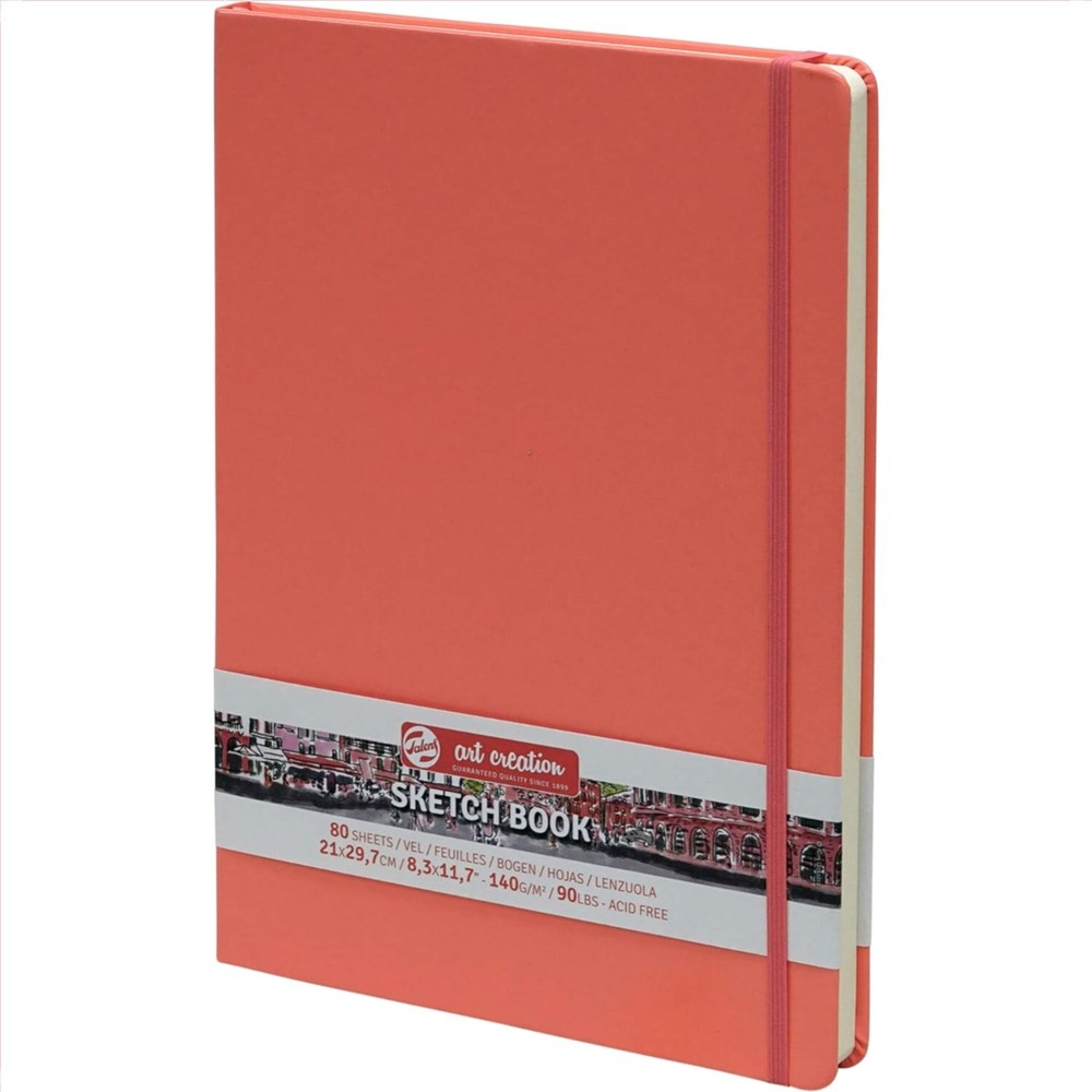 8.3 x 11.8 Inches Coral Red Sketchbook – Ideal for Watercolor & More