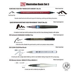 Kuretake Zig Inktober pen set, for Illustration, Manga Drawing, Lettering and