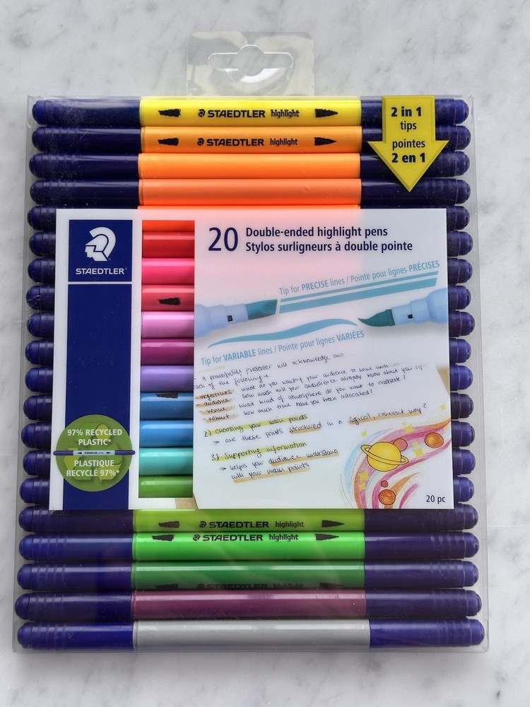 Staedtler 20-Pack Double-Ended Highlight Pens NEW in Pouch!