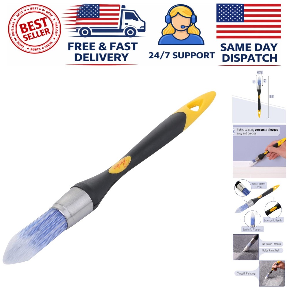 Lightweight Bates Trim Brush 0.75 Inch with Flagged Bristles for Smooth Finish
