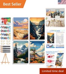 4 Pack National Park Paint by Numbers Kit for Adults Framed, Landscape Paint …