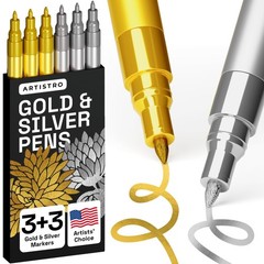 6-Set 0.7mm Extra-Fine Gold Silver Acrylic Paint Pens for Greeting Cards