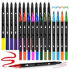 Nicecho 24 Dual Tip Art Markers: Brush/Fineliner for Adult Coloring & Lettering