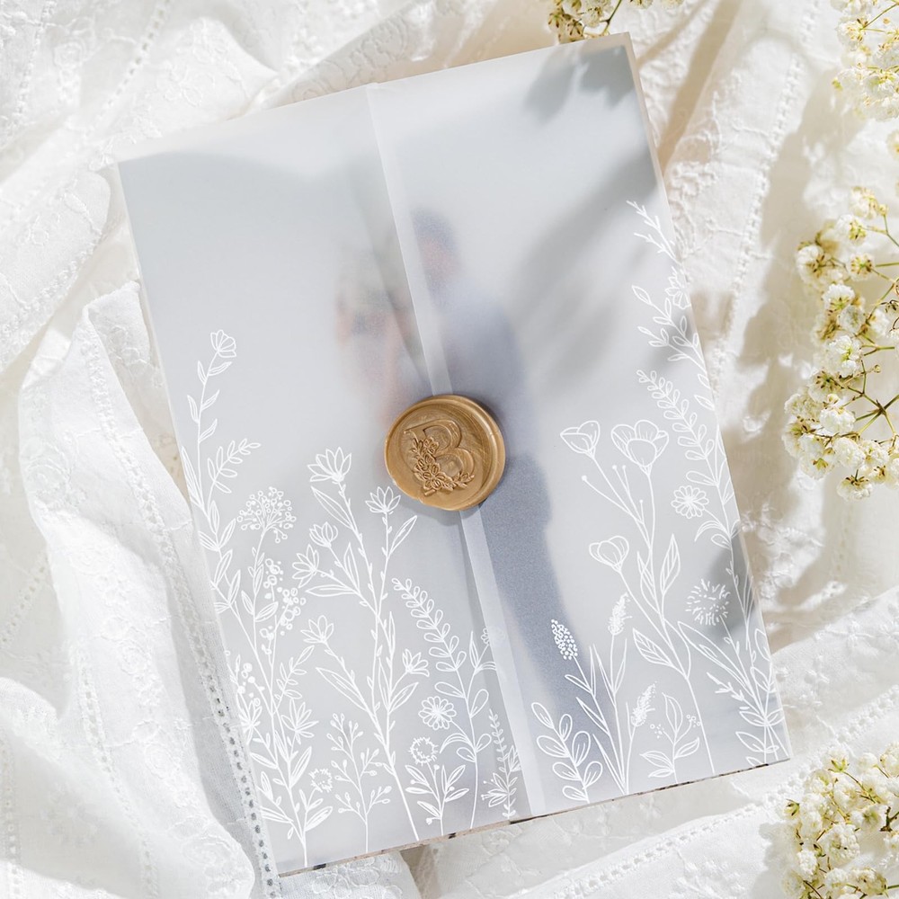 100 PCS PreFolded Vellum Jackets 5×7 Inch Translucent Invitation Sleeves