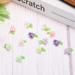 10PCS 13x14mm Acrylic Flower Charm Lily of the Valley Jewelry Light Purple