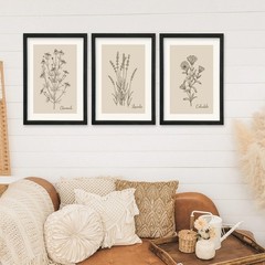 YWJKWLGS Vintage Botanical Wall Art 11×16 Inch Set Of 3 Wooded Framed Minimal…