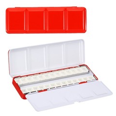 Empty Watercolor Palette Metal Tin with 26pcs Half Pans Style 1 Red