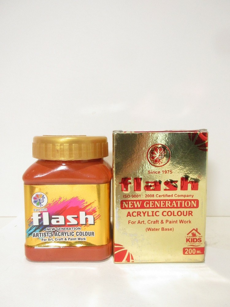 Flash New Generation Acrylic Color For Art, Burnt Sienna 200ml *READ MORE