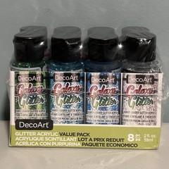 DecoArt Galaxy Glitter Acrylic Paint Set 8 Bottles Value Pack Multicolor -New