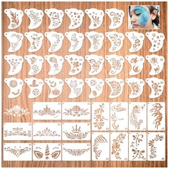 Face Paint Stencils Reusable Halloween Body Facial Painting Templates, white