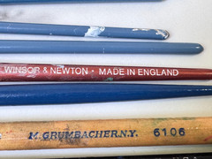 Used Lot 21 Water/Oil/Craft Paint Brushes, Grumbacher, Winsor, Delta, Langnickel
