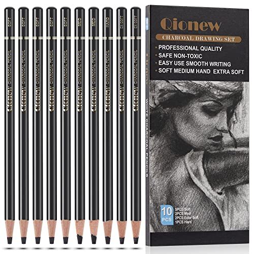 Professional Charcoal Pencils Drawing Set 10 Pieces Super Soft Soft Medium & Har