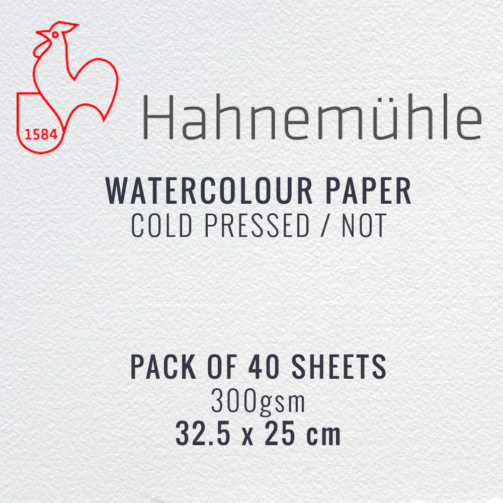 Hahnemuhle Watercolour Painting Paper Pack of 40 Sheets – 25 x 32.5cm, 300gsm