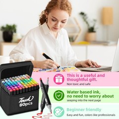HOMESILMO 80 color alcohol permanent art mark, 1 Count (Pack of 80), Black