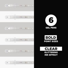 Sakura Gelly Roll Stardust Gel Pens Set of 6 Clear Glitter Ink Bold Point