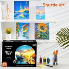 100 Colors Acrylic Paint, 2oz/60ml Bottles, Include 2 Sets of 12 Paint Brushe…
