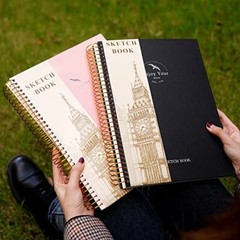 Hardcover Sketchbook for Drawing 8.5 x 11 Spiral Sketch Book for Large Black