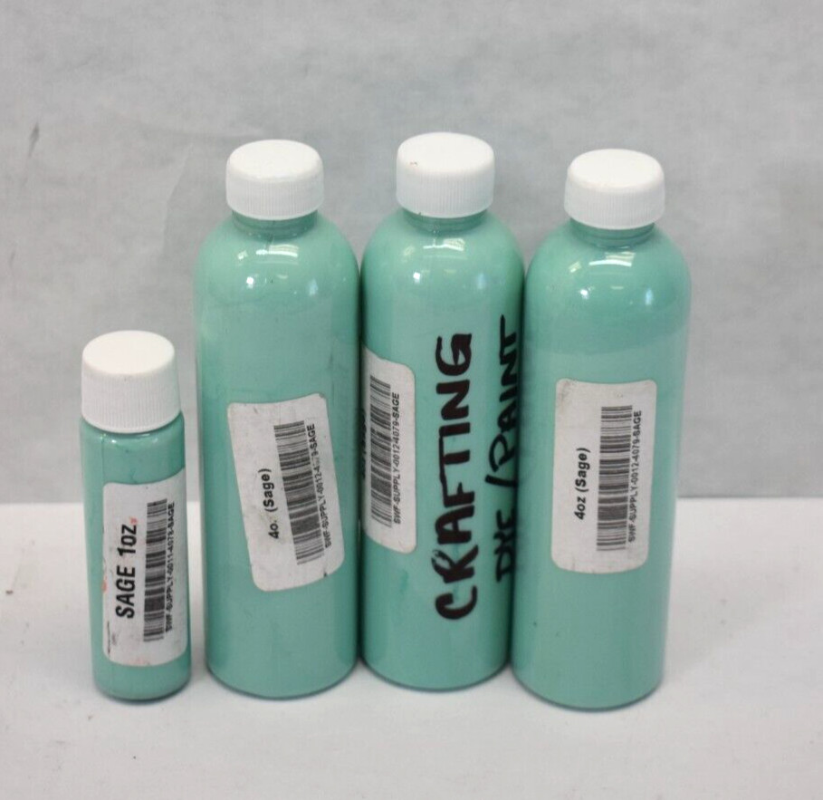 Lot of 4 Dye/Paint Bottles Arts/Crafts Sage Green 4 oz/1 oz Liquid Color Pack