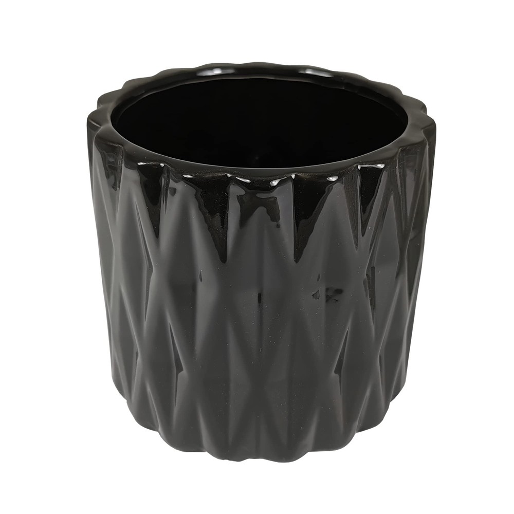 4″x4″x4.5″ CalCastle Craft Black Ceramic Porcelain Flower Vases Pots for House