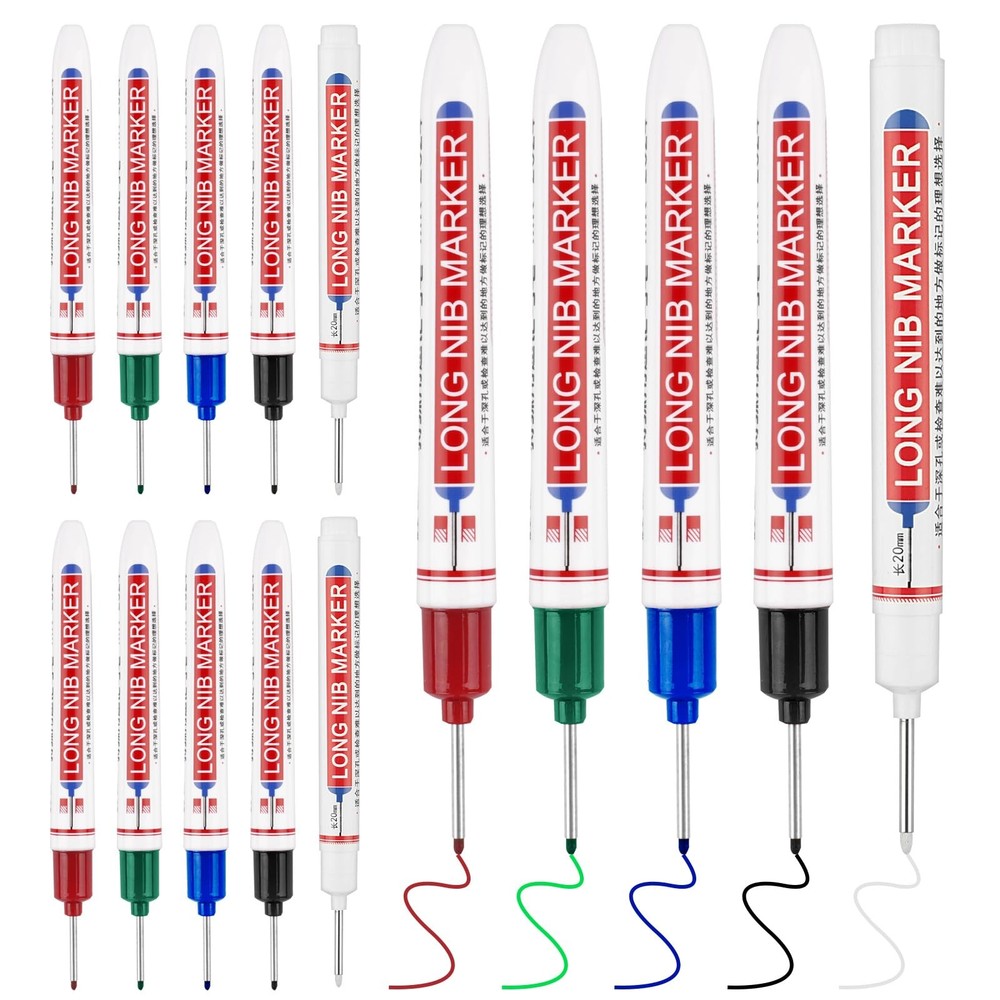 15 Pcs Long Nib Marker, 20 mm Head Deep Hole Marker Pens, Fine Colorful