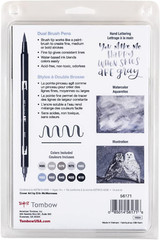 56171 Dual Brush Pen Art Markers, Grayscale, 10-Pack. Blendable, Brush and Fine