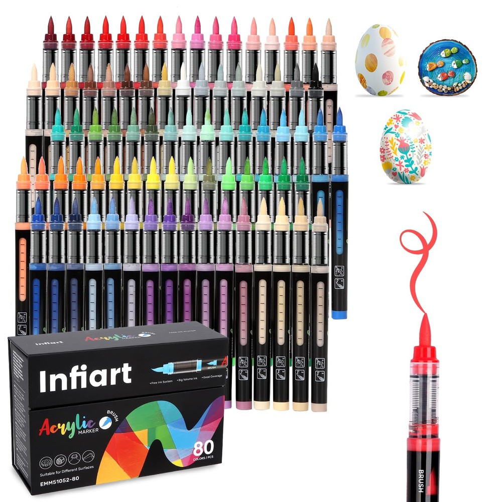 Infiart 80 Colors Acrylic Paint Markers 1 Count (Pack of 80), Assorted