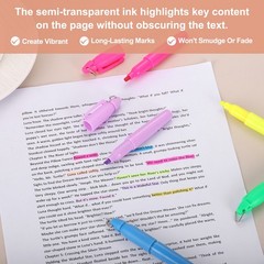 12 Pcs Chisel Tips Bible Highlighters with Triangle Hook, Fluorescent Pink