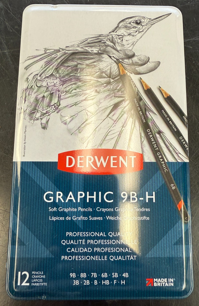 Derwent Graphic 9B-H Soft Graphite Professional Quality (12 pencils) | NEW