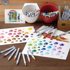 Kuretake Color Pen Brush Pen ZIG Clean Color Real Brush 60 Colors RB-6000AT/60V
