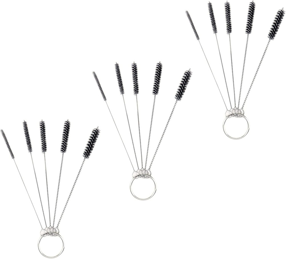 15pc Nylon Tube Brush Set 4in Small Wire Cleaning Brushes for Straws Carburetor