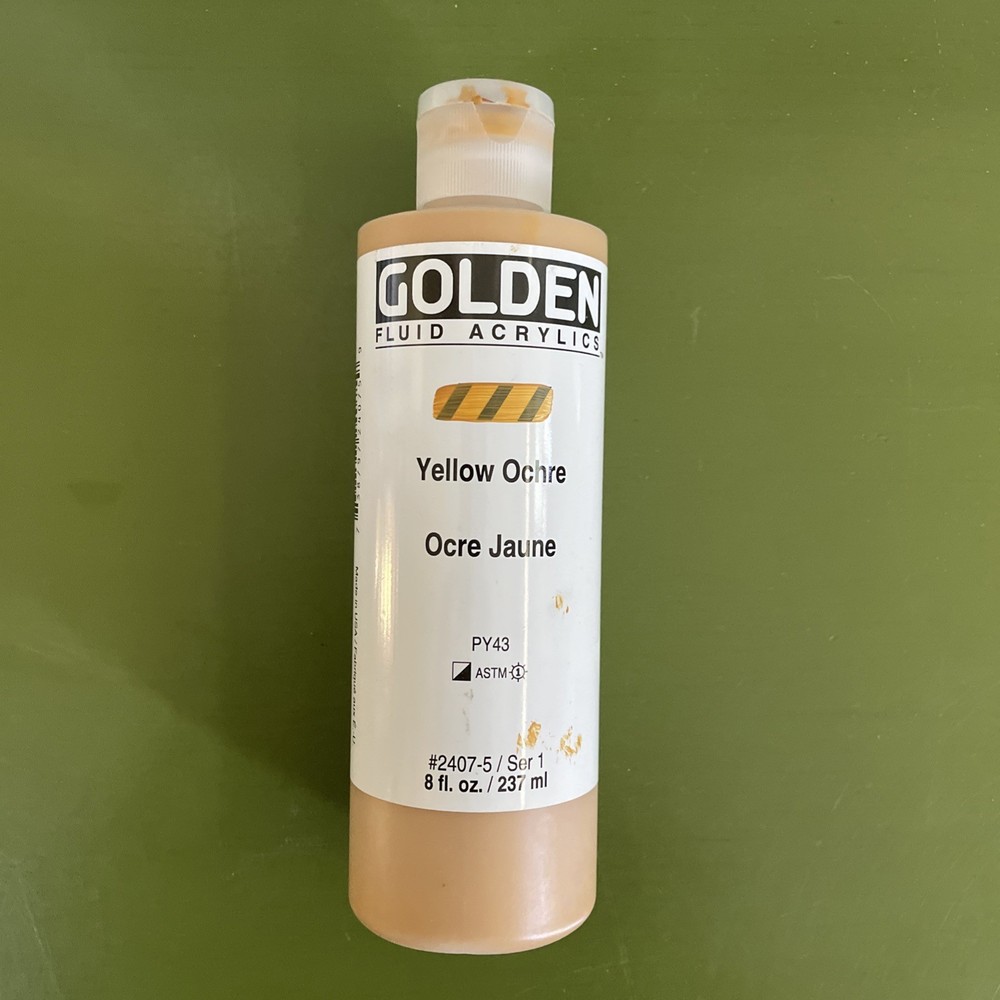 Golden Fluid Acrylic, 8 ounce bottle Yellow Ochre NEW