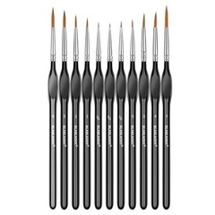 Detailing Paint Brush, 11 Pcs Miniature Paint Brushes with Triangular Black