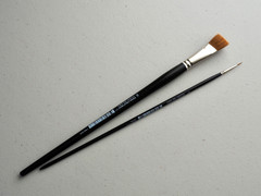 Two Rhenish Utrecht Kolinsky Red Sable Paint Brushes Bright Size 20 Round Size 2