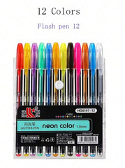 60 PCS/Set Gel Pens Gel Refills Rollerball Pastel Neon Glitter Drawing Mark Pen