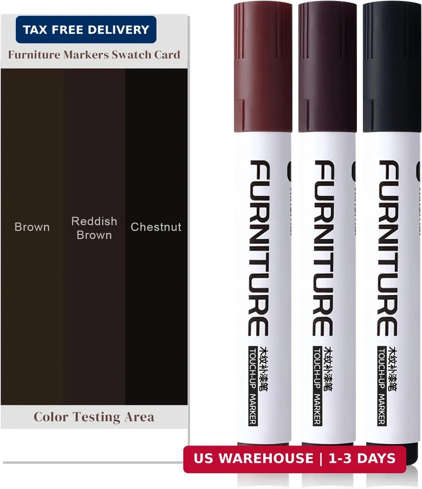 BOPOVA Furniture Markers Touch Up, Scratch Repair Kit, 3 Color Wood Markers for