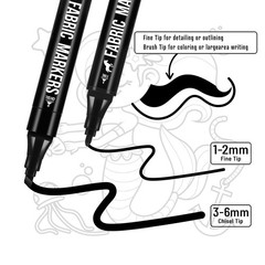 Fabric Markers Permanent for Clothes, 6 Pack Black 1 Count (Pack of 6),