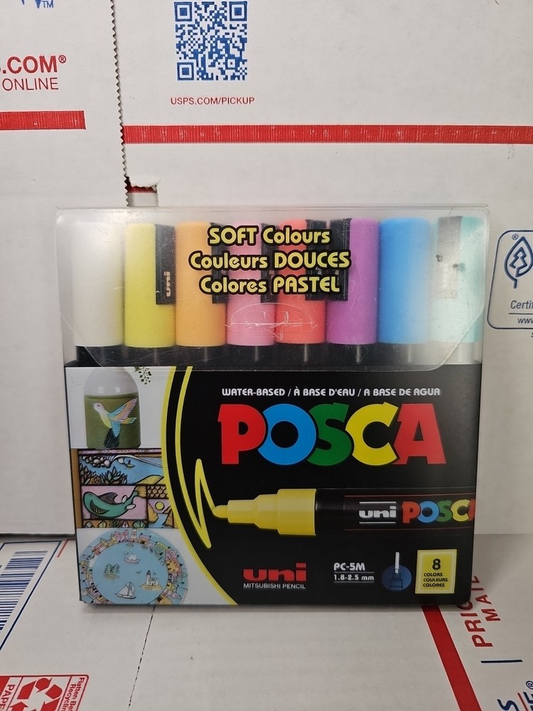 Uni Posca Paint Marker – Soft Colors – Set of 8 – PC5M – 1.8mm to 2.5mm – NEW!
