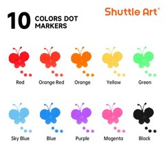 Shuttle Art Dot Markers, 10 Colors Washable 1 Count (Pack of 10), 10