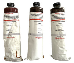 UTRECHT Oil Paint Lot-3 Pliable 150cc Tubes FINE ART BURNT RAW UMBER SIENNA Vtg