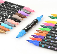 24 Colors Dual Tip Acrylic Paint Marker Pens Set Multifunctional Acrylic Tips