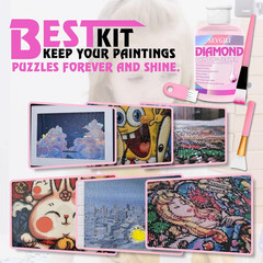 Diamond Painting Sealer Kits 120ML with Brushes, Diamond Art Sealer Puzzle Glue