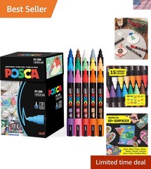 Creative Art Set: 15 Medium Acrylic Markers with Reversible Tips for All Ages