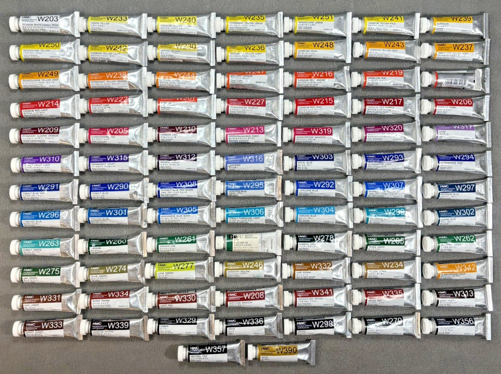 Holbein Watercolor Paints, Professional Grade, 86 Colors, 15 ml Tubes